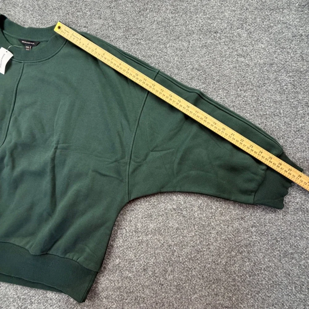 NWT Banana Republic Mens XXL Forest Green Oversized‎ Fleece Crewneck Sweatshirt
